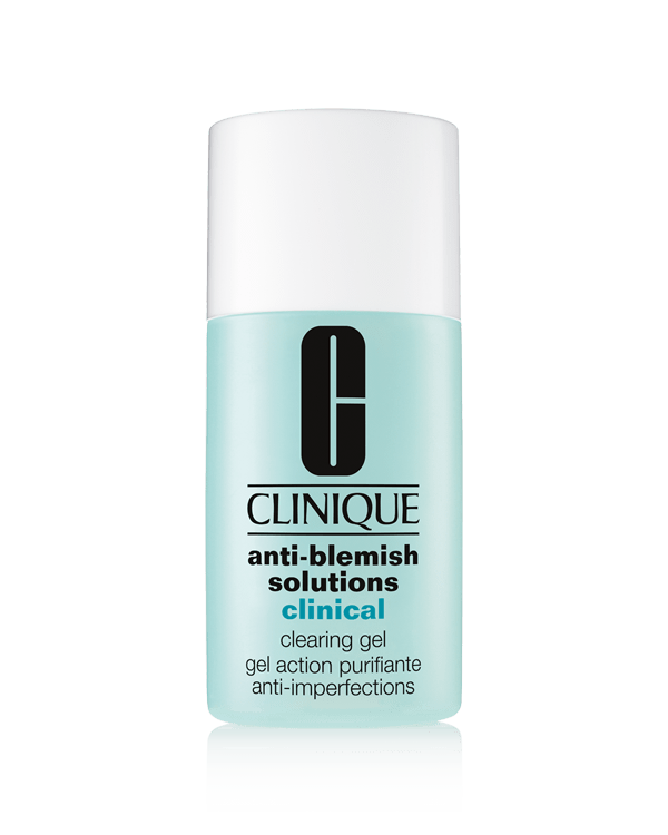 Anti-Blemish Solutions™ Clinical Clearing Gel, Clearing gel with salicylic acid helps clear blemishes. Clinically Proven: 58% reduction in Blemishes over time.* Gentle on skin. Dermatologist-Developed.&lt;br&gt;&lt;br&gt;&lt;b&gt;Benefits:&lt;/b&gt; Exfoliate, Oil Control for Blemish Prone Skin&lt;br&gt;&lt;br&gt;&lt;b&gt;Key Ingredients:&lt;/b&gt; Salicylic Acid, Laminaria saccharina extract, Witch Hazel&lt;br&gt;&lt;br&gt;&lt;b&gt;Skin Type:&lt;/b&gt; Combination Oily, Dry Combination, Oily , Very Dry to Dry&lt;br&gt;&lt;br&gt;&lt;b&gt;Category:&lt;/b&gt; Skincare&lt;br&gt;&lt;br&gt;&lt;br&gt;&lt;i&gt;*Clinical testing on Clinical Clearing Gel on 44 people measuring inflamed blemishes after 12 weeks.&lt;/i&gt;
