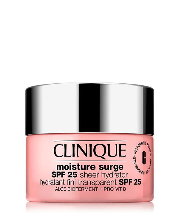 NEW Moisture Surge™ SPF 25 Sheer Hydrator, Cloud-like cream with SPF hydrates and delivers sheer sun protection.&lt;br&gt;&lt;br&gt;&lt;b&gt;Category:&lt;/b&gt; Skincare&lt;br&gt;&lt;br&gt;&lt;b&gt;Skin Types:&lt;/b&gt; Very Dry to Dry, Dry Combination, Combination Oily, Oily&lt;br&gt;&lt;div&gt;&lt;br&gt;&lt;/div&gt;&lt;div&gt;&lt;b&gt;Key Ingredients:&lt;/b&gt; Aloe Bioferment + HA Complex, Provitamin D&lt;/div&gt;&lt;div&gt;&lt;br&gt;&lt;/div&gt;&lt;div&gt;&lt;b&gt;Benefits:&lt;/b&gt; Hydrates, protects&lt;/div&gt;